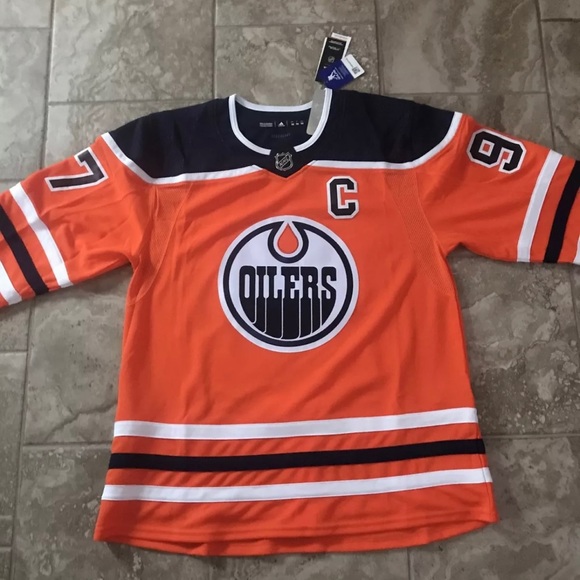 NHL Connor McDavid Edmonton Oilers Adidas Authentic Home Orange Jersey Size 56